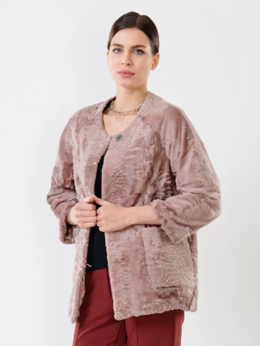 Куртка из каракуля женская 17309, розовая, размер 48, артикул 22530-2