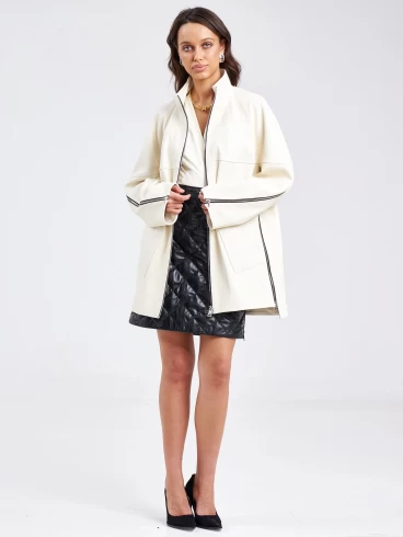 Кожаная куртка премиум класса женская 3038, белая, размер 50, артикул 23150-3