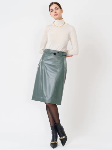 Кожаная юбка-карандаш 02рс, из натуральной кожи, оливковая, размер 44, артикул 85330-1
