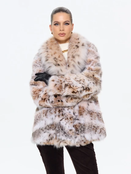 Женская шуба из меха рыси М850, натуральный, размер 48, артикул 65330-2