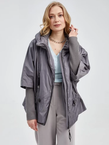 Текстильная утепленная куртка женская 21420, с капюшоном, серая, размер 42, артикул 25120-1