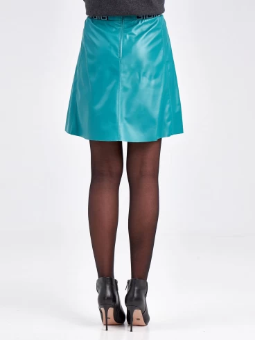 Кожаная юбка мини 05, из натуральной кожи, бирюзовая, размер 46, артикул 85870-2