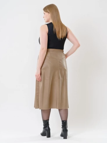 Кожаная юбка длинная 08, из натуральной кожи, серо-коричневая, размер 44, артикул 85541-1