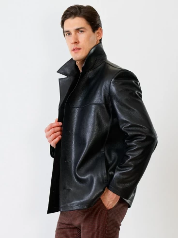 Короткий мужской кожаный пиджак 20с дом, черный, размер 52, артикул 28570-1