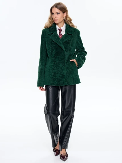Зеленая дубленка из астрагана 58мех, размер 46, артикул 64760-6