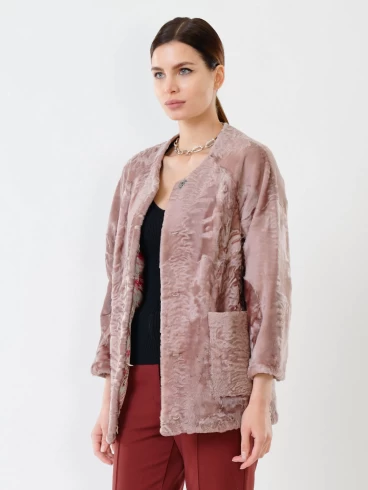 Куртка из каракуля женская 17309, розовая, размер 48, артикул 22530-1