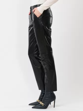 Кожаные зауженные женские брюки из натуральной кожи 03-1