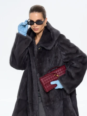 Длинная женcкая шуба с капюшоном Классика-687-1