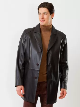 Кожаный пиджак удлиненный премиум класса для мужчин 541-1
