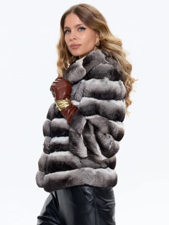 Короткая женская шуба из меха шиншилы MANAKAS QWN-0