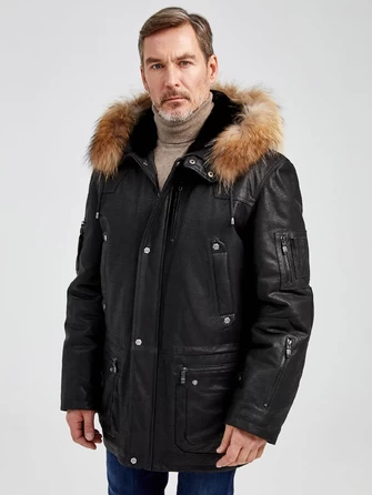 Кожаная куртка-аляска утепленная мужская Алекс-0