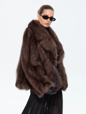 Женская короткая шуба из меха лисы М1010 - 24267-1