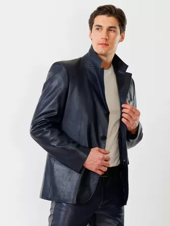 Мужской кожаный пиджак на ручном стежке премиум класса 543-1