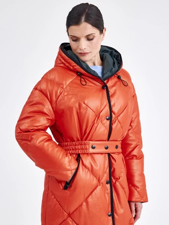 Кожаное женское пальто с капюшоном премиум класса 3026-0