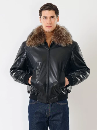 Кожаная куртка бомбер утепленная мужская Мауро-зима-1