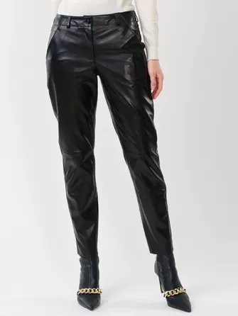 Кожаные зауженные брюки женские 03-0
