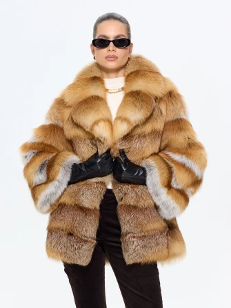Женская короткая шуба из меха лисы М1010 - 313-0