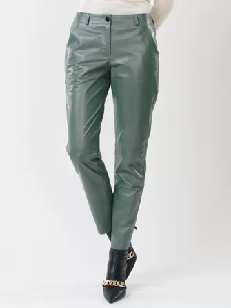 Кожаные зауженные брюки женские 03-0