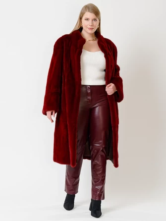 Демисезонный комплект женский: Пальто из меха норки 288в + Брюки 02-0