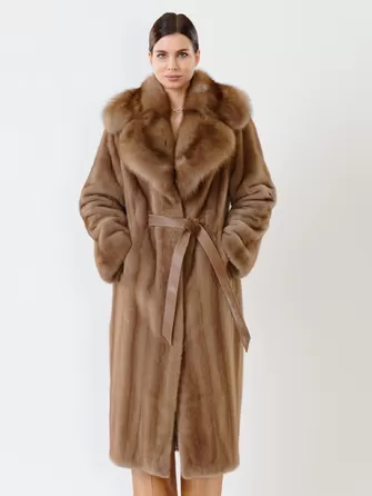 Пальто из меха норки с соболем женское 19009(ав)-0