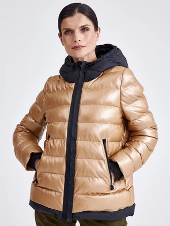 Женская кожаная куртка с капюшоном премиум класса 3028-1