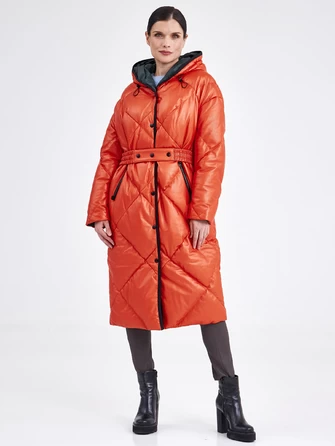 Кожаное женское пальто с капюшоном премиум класса 3026-1