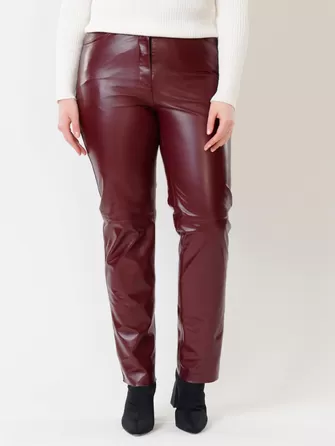 Кожаные зауженные брюки женские 02-0