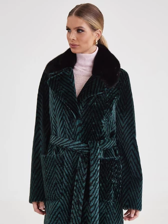 Двустороннее женское пальто с воротником из меха норки премиум класса 2003-1